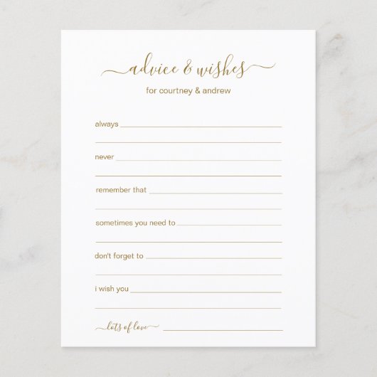 Papier Conseils et souhaits (Devant)