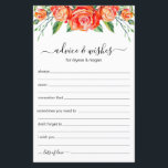 Papier Conseils et souhaits Coral Floral LGBTQ Mariage<br><div class="desc">Ces feuilles simples, fleuries, manuscrites Conseil & Voeux avec des roses d'aquarelle de corail au sommet sont parfaites pour avoir une douche nuptiale, un dîner de répétition ou des invités mariages remplir pour le couple heureux. Les gens vont adorer avoir les invites - ils rendent si facile de laisser des...</div>