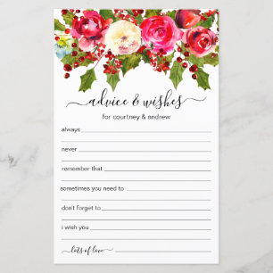 Papier Conseils et souhaits du Mariage de Noël
