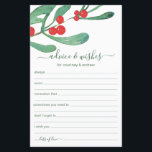 Papier Conseils et souhaits du Mariage de Noël<br><div class="desc">Ce script simple, moderne, écrit à la main Conseils & Voisins draps avec aquarelle sainte au sommet sont merveilleux pour avoir une douche nuptiale, un dîner de répétition ou des invités mariages remplir pour le couple heureux. Ils sont absolument parfaits pour un mariage d'hiver ou de Noël. Les gens vont...</div>