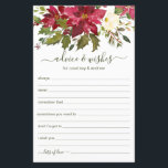 Papier Conseils et souhaits du Mariage de Noël<br><div class="desc">Ces feuilles simples, fleuries, manuscrites Conseils & Voeux avec poinsettias bordeaux aquarelle, pin et saint au sommet sont parfaits pour avoir une douche nuptiale, un dîner de répétition ou des invités mariages remplir pour le couple heureux. Les gens vont adorer avoir les invites - ils rendent si facile de laisser...</div>