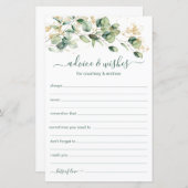 Papier Conseils et souhaits du Mariage Eucalyptus (Devant / Derrière)