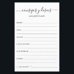 Papier Conseils et souhaits Espagnol<br><div class="desc">Ces draps simples, noirs et blancs, modernes, minimes, manuscrits Consejos y deseos sont parfaits pour avoir votre douche nuptiale, dîner de répétition ou des invités mariages pour le couple heureux. Les gens vont adorer avoir les invites - ils rendent si facile de laisser des mots d'amour de conseils et de...</div>