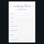 Papier Conseils et souhaits Espagnol<br><div class="desc">Ces feuilles de Consejos y Deseos, simples, modernes, minimes, de couleur bleue poussiéreuse, sont parfaites pour votre douche nuptiale, votre dîner de répétition ou vos invités mariages pour le couple heureux. Les gens vont adorer avoir les invites - ils rendent si facile de laisser des mots d'amour de conseils et...</div>