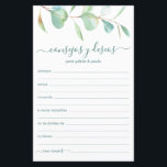 Papier Conseils et souhaits Espagnol<br><div class="desc">Ces belles feuilles botaniques, manuscrites de l'écriture espagnole Conseil & Voeux (Consejos y Deseos) avec de l'eucalyptus aquarelle au sommet sont parfaites pour avoir une douche nuptiale, un dîner de répétition ou des invités mariages remplir pour le couple heureux. Les gens vont adorer avoir les invites - ils rendent si...</div>