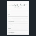 Papier Conseils et souhaits Espagnol<br><div class="desc">Ces feuilles de Consejos y Deseos, simples, modernes, minimes, à écriture manuscrite de couleur eucalyptus, sont parfaites pour votre douche nuptiale, dîner de répétition ou pour le couple heureux. Les gens vont adorer avoir les invites - ils rendent si facile de laisser des mots d'amour de conseils et de voeux...</div>