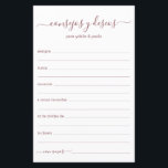 Papier Conseils et souhaits Espagnol<br><div class="desc">Ces draps manuscrits Consejos y Deseos, simples, modernes, minimalistes et de couleur dorée rose, sont parfaits pour prendre votre douche nuptiale, votre dîner de répétition ou vos invités mariages pour le couple heureux. Les gens vont adorer avoir les invites - ils rendent si facile de laisser des mots d'amour de...</div>