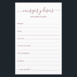 Papier Conseils et souhaits Espagnol<br><div class="desc">Ces draps manuscrits Consejos y Deseos, simples, modernes, minimalistes et de couleur dorée rose, sont parfaits pour prendre votre douche nuptiale, votre dîner de répétition ou vos invités mariages pour le couple heureux. Les gens vont adorer avoir les invites - ils rendent si facile de laisser des mots d'amour de...</div>