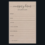 Papier Conseils et souhaits Espagnol<br><div class="desc">Ces feuilles simples, rustiques, en papier kraft, manuscrits Consejos y Deseos sont parfaites pour votre douche nuptiale, dîner de répétition ou mariages invités à remplir pour le couple heureux. Les gens vont adorer avoir les invites - ils rendent si facile de laisser des mots d'amour de conseils et de voeux...</div>