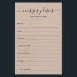 Papier Conseils et souhaits Espagnol<br><div class="desc">Ces feuilles simples, rustiques, en papier kraft, manuscrits Consejos y Deseos sont parfaites pour votre douche nuptiale, dîner de répétition ou mariages invités à remplir pour le couple heureux. Les gens vont adorer avoir les invites - ils rendent si facile de laisser des mots d'amour de conseils et de voeux...</div>