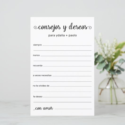 Papier Conseils et souhaits Espagnol (Debout devant)