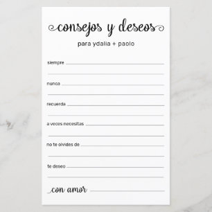 Papier Conseils et souhaits Espagnol