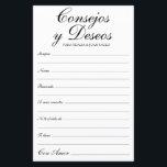 Papier Conseils et souhaits Espagnol<br><div class="desc">Ces draps élégants, noirs et blancs, modernes, écrits à la main Consejos y Deseos/Advice & Wish sont parfaits pour avoir votre douche nuptiale, dîner de répétition ou des invités mariages pour le couple heureux. Les gens vont adorer avoir les invites - ils rendent si facile de laisser des mots d'amour...</div>