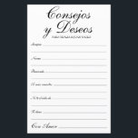 Papier Conseils et souhaits Espagnol<br><div class="desc">Ces draps élégants, noirs et blancs, modernes, écrits à la main Consejos y Deseos/Advice & Wish sont parfaits pour avoir votre douche nuptiale, dîner de répétition ou des invités mariages pour le couple heureux. Les gens vont adorer avoir les invites - ils rendent si facile de laisser des mots d'amour...</div>