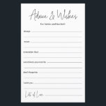 Papier Conseils et souhaits mariages<br><div class="desc">Ces draps simples, noirs et blancs, modernes, minimes, écrits à la main Conseils & Voisins sont parfaits pour avoir une douche nuptiale, un dîner de répétition ou des invités mariages pour le couple heureux. Les gens vont adorer avoir les invites - ils rendent si facile de laisser des mots d'amour...</div>