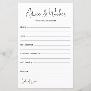 Papier Conseils et souhaits mariages