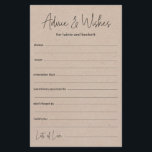 Papier Conseils et souhaits mariages<br><div class="desc">Ces draps simples, noirs sur papier kraft, modernes, minimes, manuscrits Conseils & Voisins sont parfaits pour avoir une douche nuptiale, un dîner de répétition ou des invités mariages remplissent pour le couple heureux. Les gens vont adorer avoir les invites - ils rendent si facile de laisser des mots d'amour de...</div>