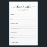 Papier Conseils et souhaits mariages<br><div class="desc">Ces draps simples, noirs et blancs, modernes, minimes, écrits à la main Conseils & Voisins sont parfaits pour avoir une douche nuptiale, un dîner de répétition ou des invités mariages pour le couple heureux. Les gens vont adorer avoir les invites - ils rendent si facile de laisser des mots d'amour...</div>