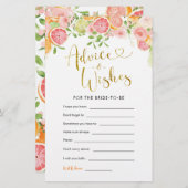 Papier Conseils et souhaits pour la Fête des mariées des  (Devant / Derrière)
