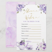 Papier Conseils et souhaits pour thé à la Fête des mariée (Devant / Derrière)