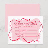 Papier Conseils et souhaits retro rose et rouge cadre ond (Devant / Derrière)