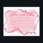 Papier Conseils et souhaits retro rose et rouge cadre ond<br><div class="desc">Conseils et souhaits retro rose et rouge carte à cadre ondulé. Éléments correspondants disponibles.</div>