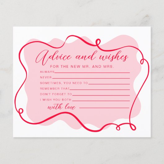 Papier Conseils et souhaits retro rose et rouge cadre ond (Devant)