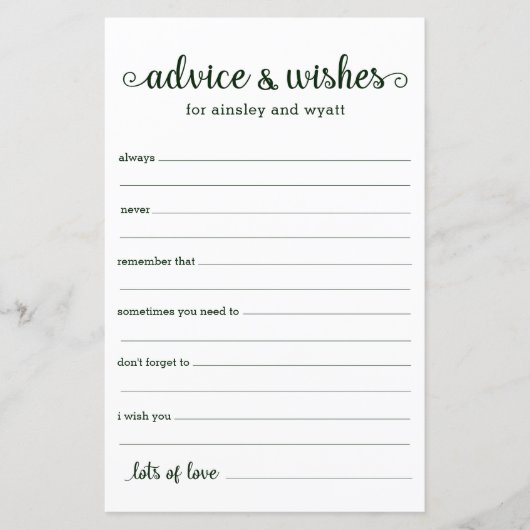 Papier Conseils et Vœux (Devant)