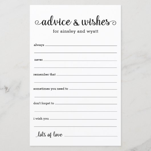 Papier Conseils et Vœux (Devant)