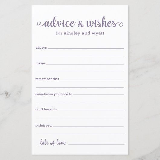 Papier Conseils et Vœux (Devant)