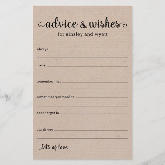 Papier Conseils et Vœux (Devant)