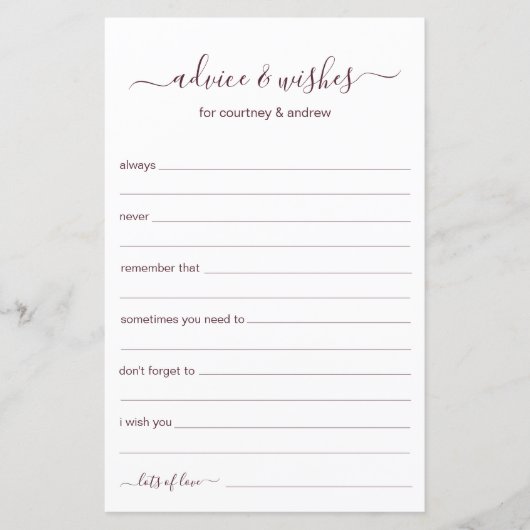 Papier Conseils et Vœux (Devant)