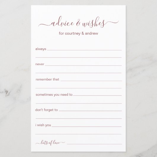 Papier Conseils et Vœux (Devant)