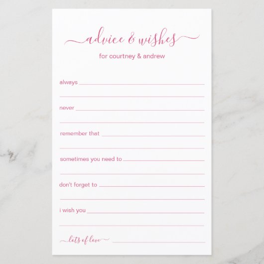Papier Conseils et Vœux (Devant)