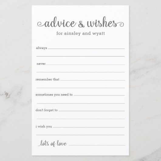 Papier Conseils et Vœux (Devant)