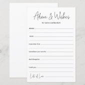 Papier Conseils et Vœux de Mariage (Devant / Derrière)