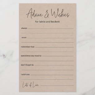 Papier Conseils et Vœux de Mariage