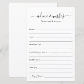 Papier Conseils et Vœux de Mariage (Devant / Derrière)