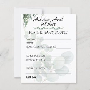Papier Conseils et vœux de mariage modernes Eucalyptus