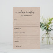 Papier Conseils et vœux de mariage rustiques (Debout devant)