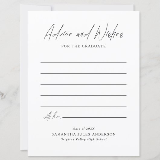 Papier Conseils et Vœux de Script Moderne pour la Fête de (Devant)