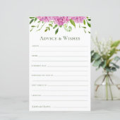 Papier Conseils et Vœux d'Hortensias Roses (Debout devant)
