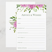Papier Conseils et Vœux d'Hortensias Roses (Devant / Derrière)