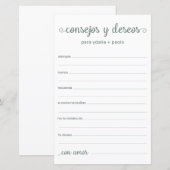 Papier Conseils et Vœux Espagnol (Devant / Derrière)