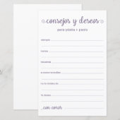 Papier Conseils et Vœux Espagnol (Devant / Derrière)