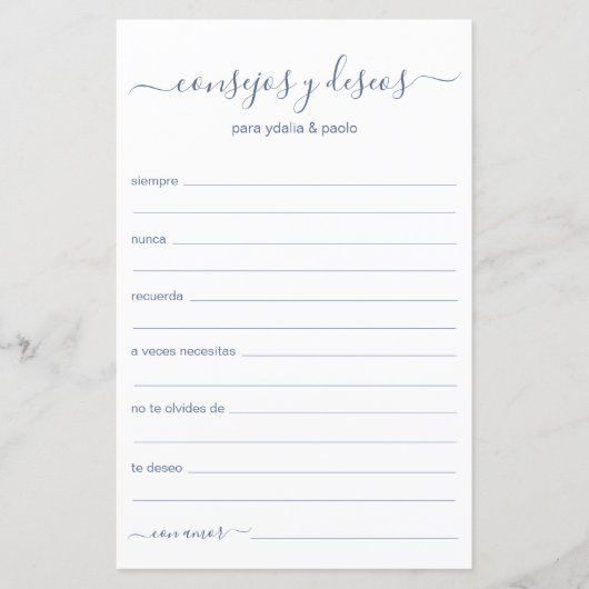 Papier Conseils et Vœux Espagnol (Devant)