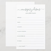 Papier Conseils et Vœux Espagnol (Devant / Derrière)
