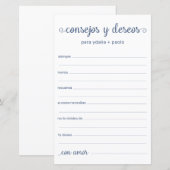 Papier Conseils et Vœux Espagnol (Devant / Derrière)