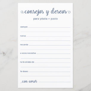 Papier Conseils et Vœux Espagnol