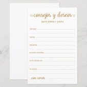 Papier Conseils et Vœux Espagnol (Devant / Derrière)